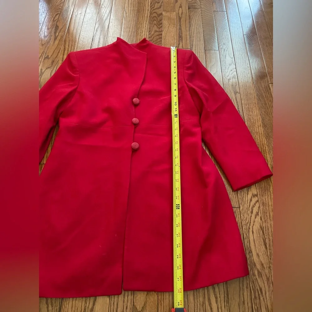 Vintage Christian Dior Red 3 Button Long Blazer Coat Women’s Sz 14